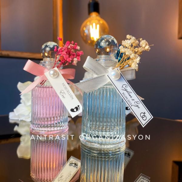 Kristal Kolonya Şişesi 50 CC Cam Nikah Nişan Söz Bebek Şekeri Hediyelik
