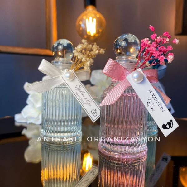 Kristal Kolonya Şişesi 50 CC Cam Nikah Nişan Söz Bebek Şekeri Hediyelik