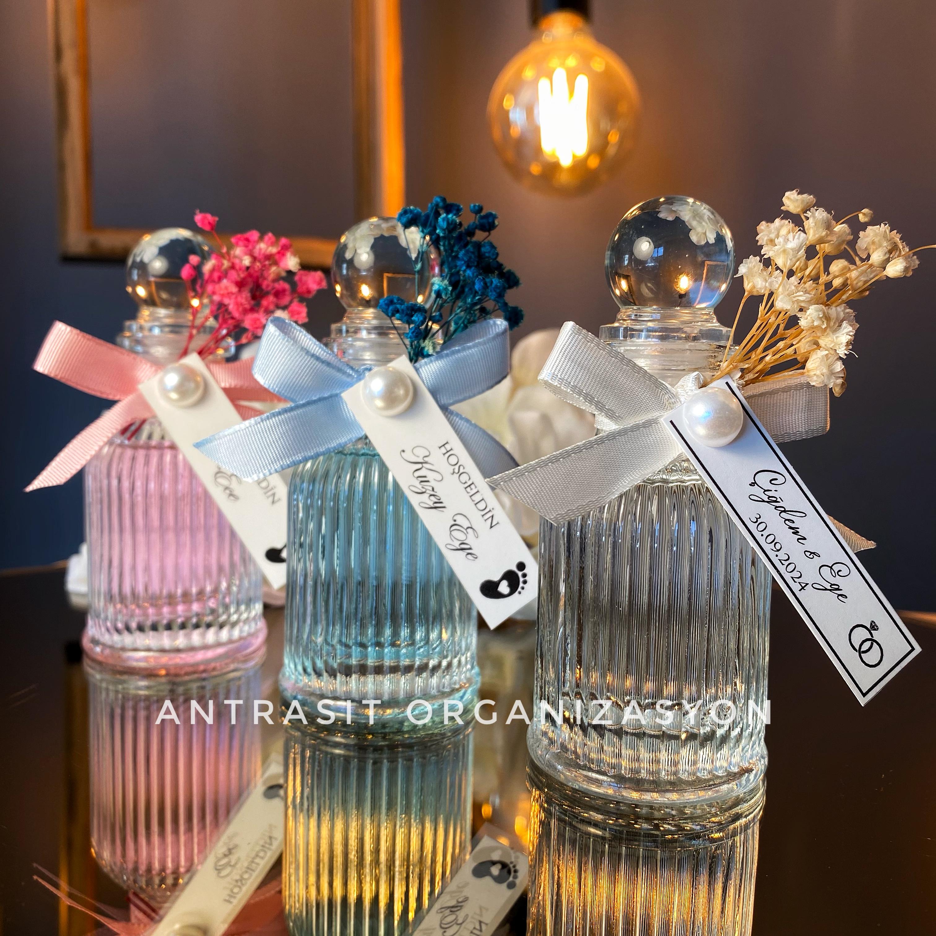 Kristal Kolonya Şişesi 50 CC Cam Nikah Nişan Söz Bebek Şekeri Hediyelik