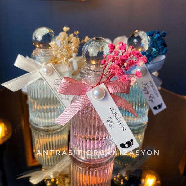 Kristal Kolonya Şişesi 50 CC Cam Nikah Nişan Söz Bebek Şekeri Hediyelik