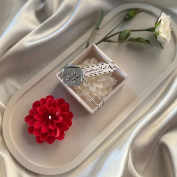 KUTULU Lotus Mum Nikah Nişan Söz Bebek Şekeri Hediyelik Antrasit Organizasyon