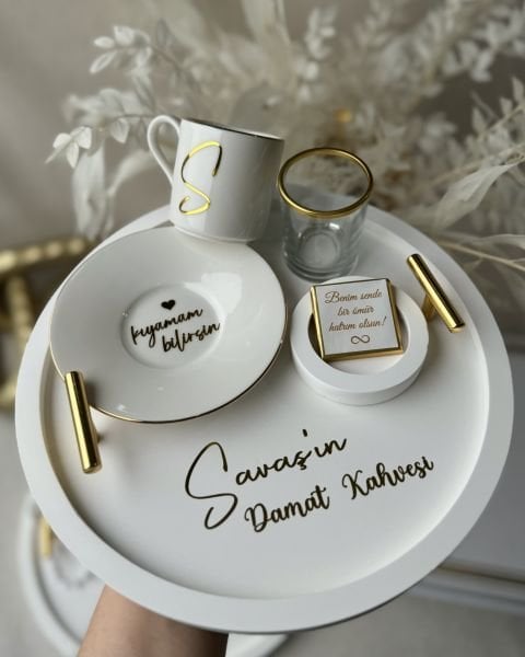 KULPLU Tepsi Seti Tam Takım Söz Tepsisi ve Aksesuarları + Yüzük Kurdelesi - Damat Fincanı Tepsisi ve Aksesuarları HEDİYE ÇİKOLATA - ÜCRETSİZ KARGO