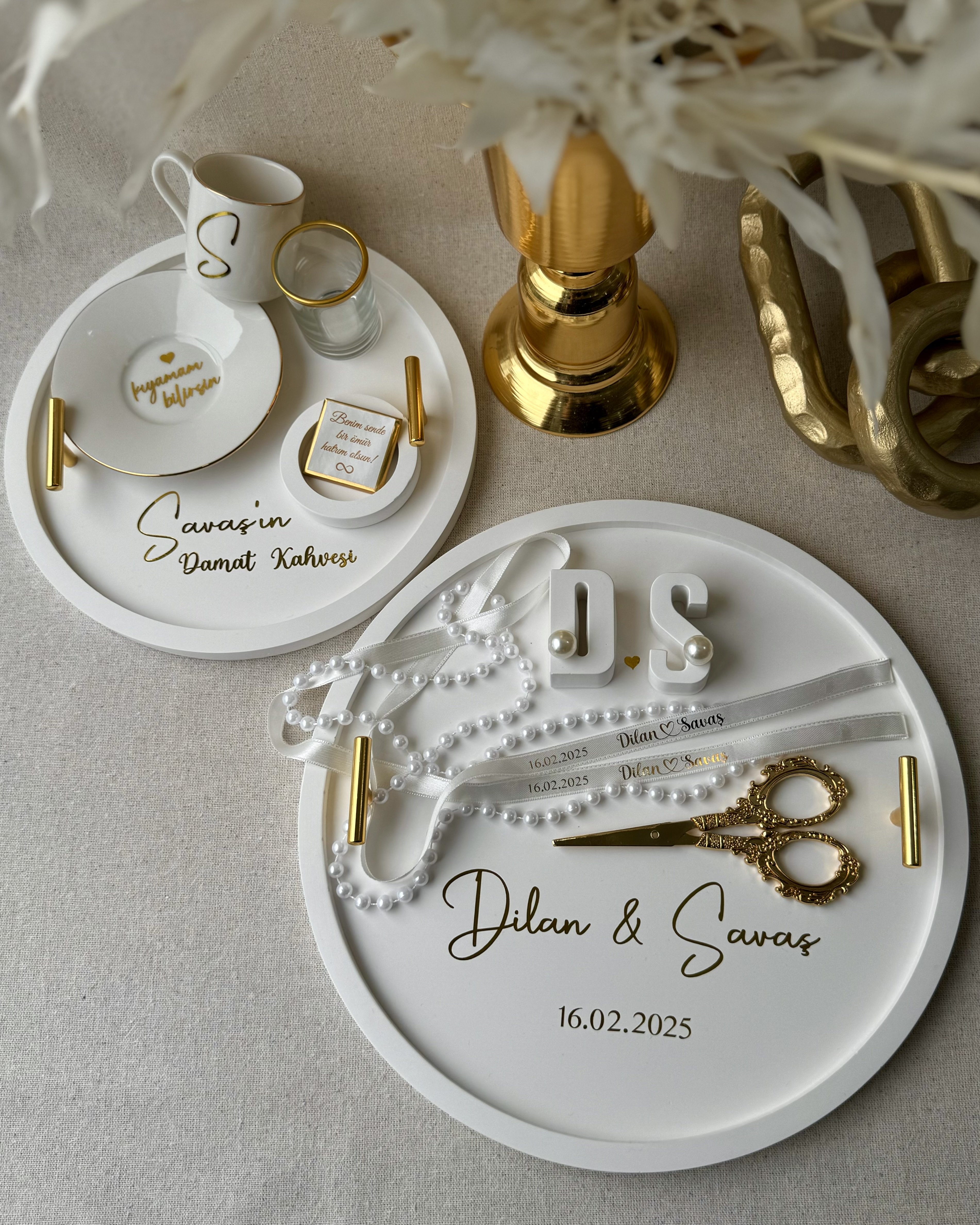 KULPLU Tepsi Seti Tam Takım Söz Tepsisi ve Aksesuarları + Yüzük Kurdelesi - Damat Fincanı Tepsisi ve Aksesuarları HEDİYE ÇİKOLATA - ÜCRETSİZ KARGO