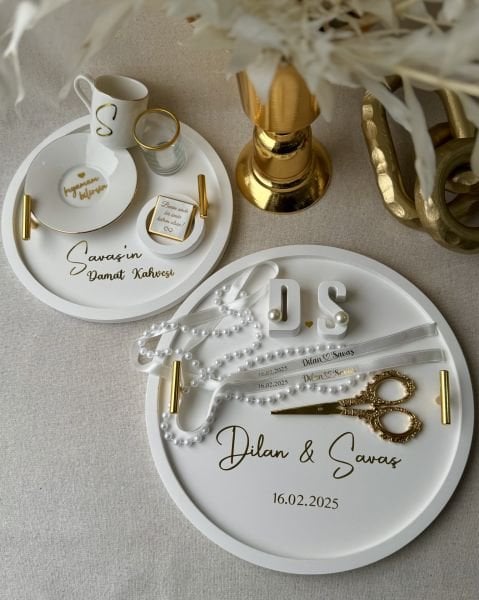 KULPLU Tepsi Seti Tam Takım Söz Tepsisi ve Aksesuarları + Yüzük Kurdelesi - Damat Fincanı Tepsisi ve Aksesuarları HEDİYE ÇİKOLATA - ÜCRETSİZ KARGO