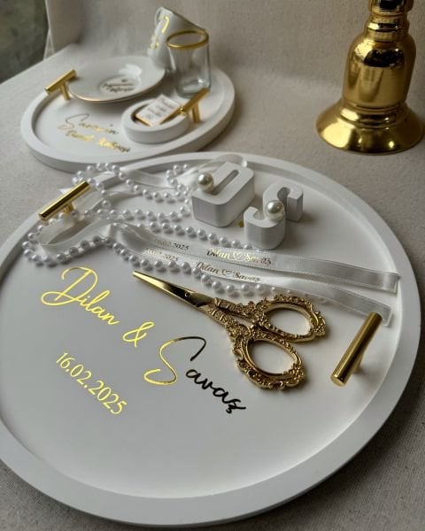 KULPLU Tepsi Seti Tam Takım Söz Tepsisi ve Aksesuarları + Yüzük Kurdelesi - Damat Fincanı Tepsisi ve Aksesuarları HEDİYE ÇİKOLATA - ÜCRETSİZ KARGO