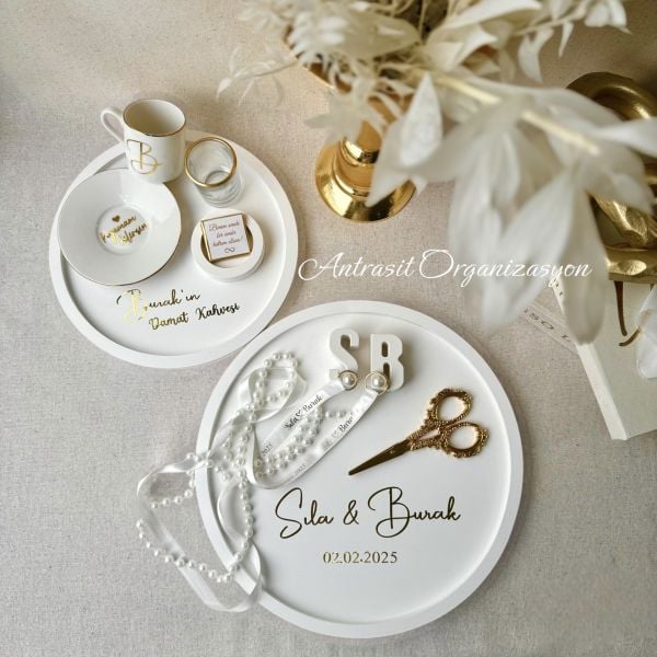 İsim Baskılı Klasik Yüzük Kurdelesi 100 cm - Özel Varak Baskılı Klasik 1 cm Saten Kurdele