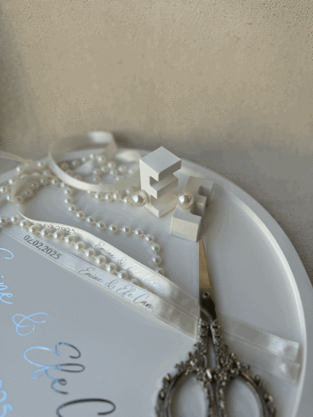 Söz Nişan Yüzük Tepsisi Ve Damat Fincanı Tepsisi İsme Özel Tam Takım - Beyaz Seri Gümüş Detaylı - ÜCRETSİZ KARGO