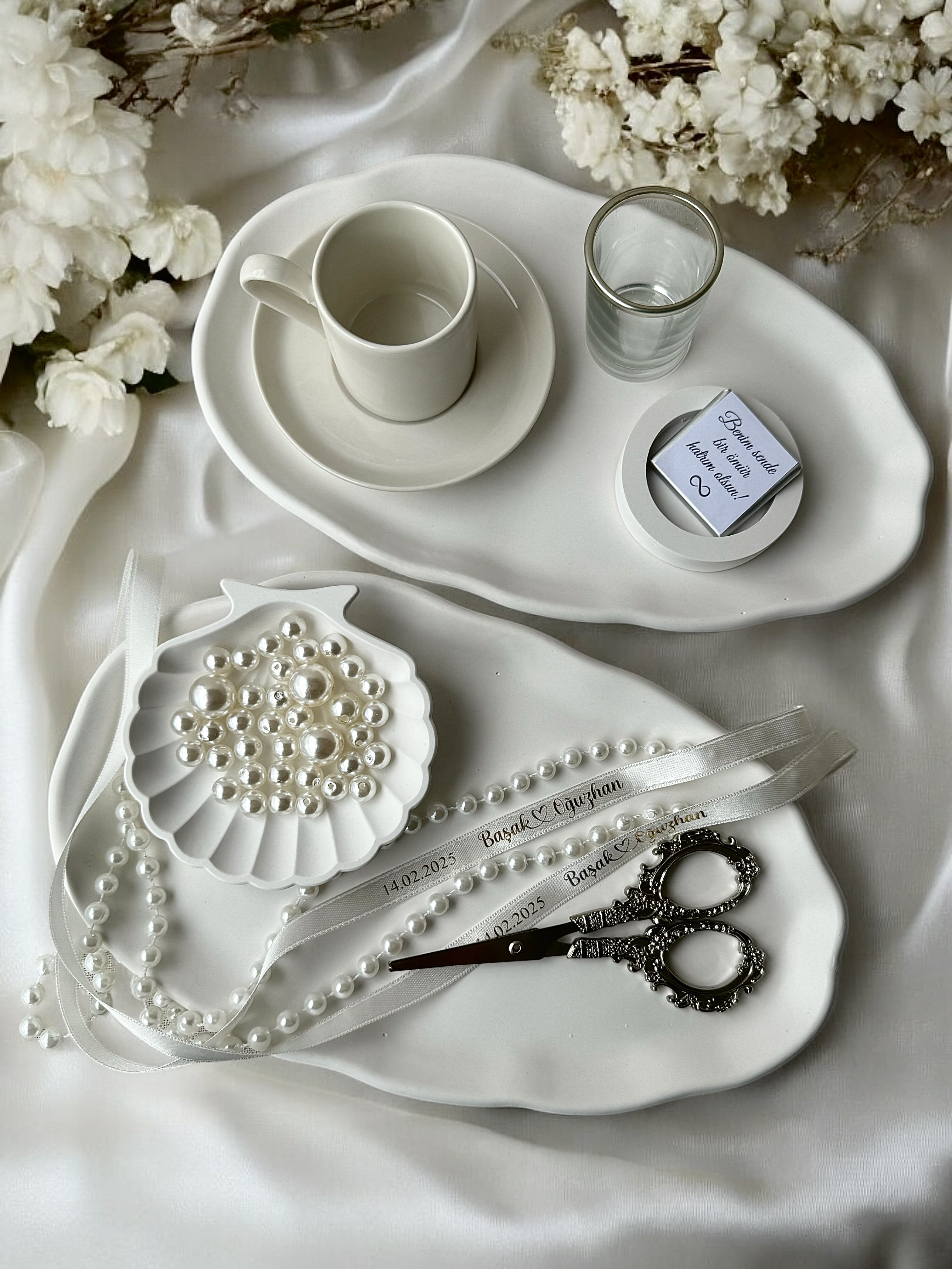 BETON SET Söz Nişan Yüzük Tepsisi Ve Damat Fincanı Tepsisi  Tam Takım - ÜCRETSİZ KARGO