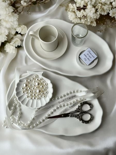 BETON SET Söz Nişan Yüzük Tepsisi Ve Damat Fincanı Tepsisi  Tam Takım - ÜCRETSİZ KARGO