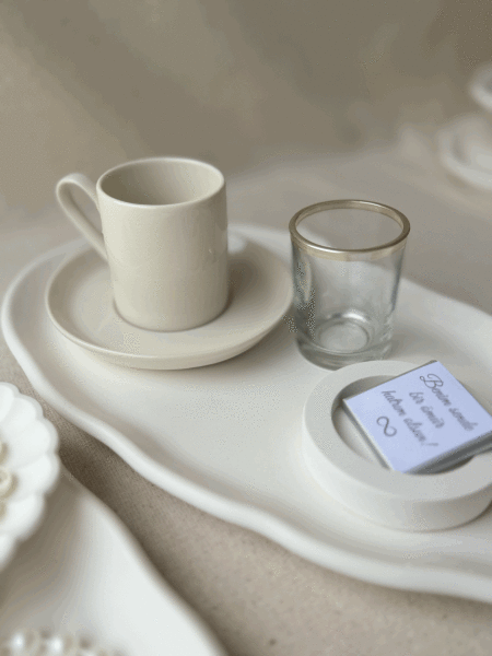 BETON SET Söz Nişan Yüzük Tepsisi Ve Damat Fincanı Tepsisi  Tam Takım - ÜCRETSİZ KARGO