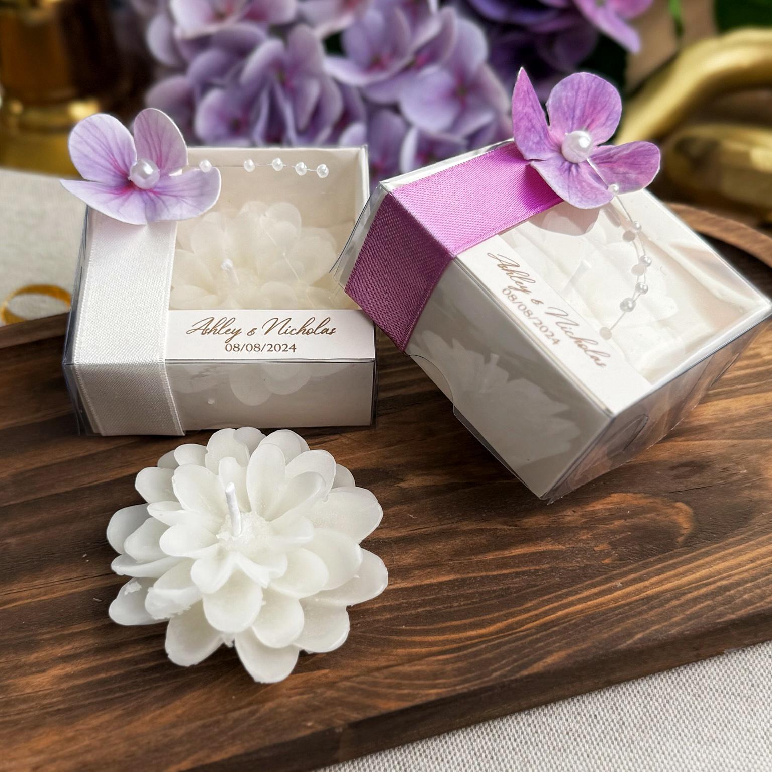 KUTULU Lotus Mum Nikah Nişan Söz Bebek Şekeri Hediyelik Antrasit Organizasyon