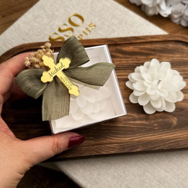 KUTULU Lotus Mum Pleksi Etikeli Nikah Nişan Söz Bebek Şekeri Hediyelik Antrasit Organizasyon