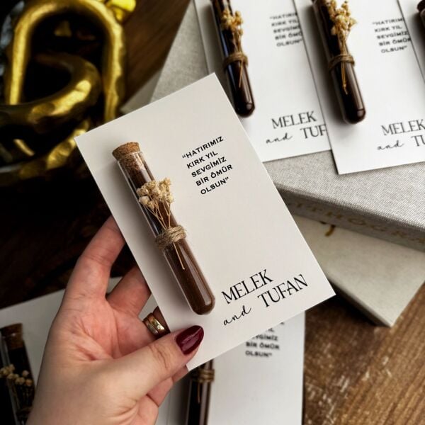 Antrasit Organizasyon Kişiye Özel Kartlı Kahve Şişesi Nikah Nişan Söz Hediyelik