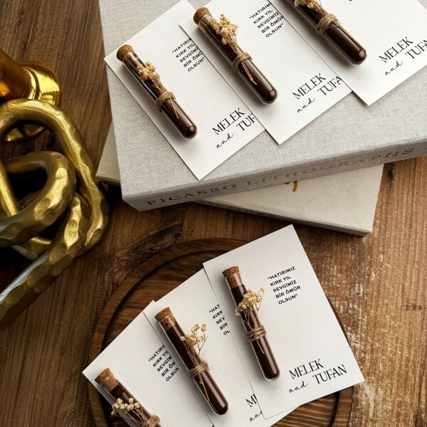 Antrasit Organizasyon Kişiye Özel Kartlı Kahve Şişesi Nikah Nişan Söz Hediyelik