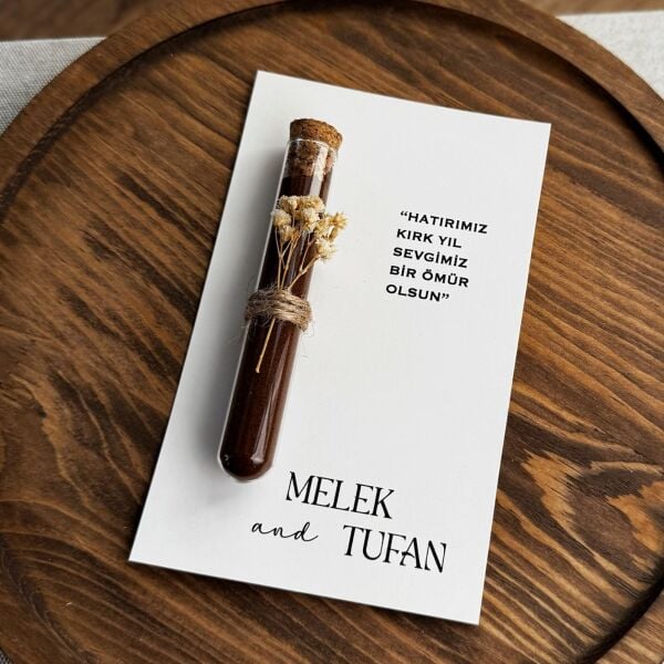 Antrasit Organizasyon Kişiye Özel Kartlı Kahve Şişesi Nikah Nişan Söz Hediyelik