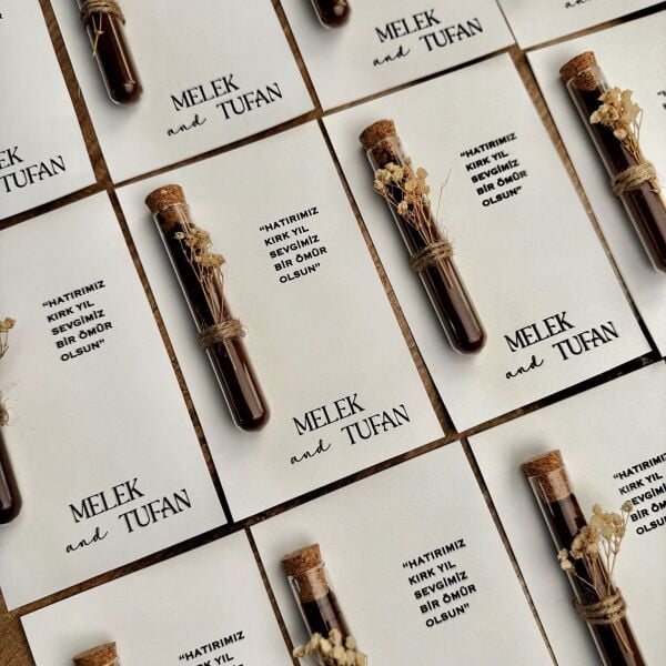 Antrasit Organizasyon Kişiye Özel Kartlı Kahve Şişesi Nikah Nişan Söz Hediyelik