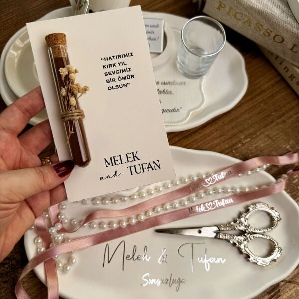 Antrasit Organizasyon Kişiye Özel Kartlı Kahve Şişesi Nikah Nişan Söz Hediyelik