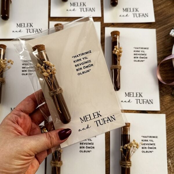 Antrasit Organizasyon Kişiye Özel Kartlı Kahve Şişesi Nikah Nişan Söz Hediyelik