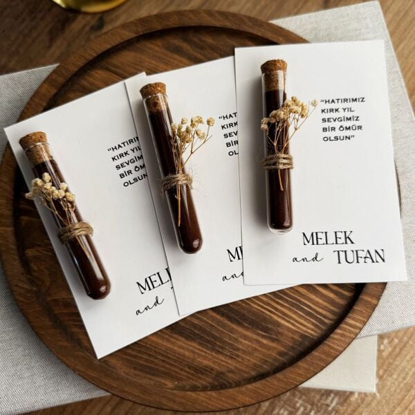 Antrasit Organizasyon Kişiye Özel Kartlı Kahve Şişesi Nikah Nişan Söz Hediyelik