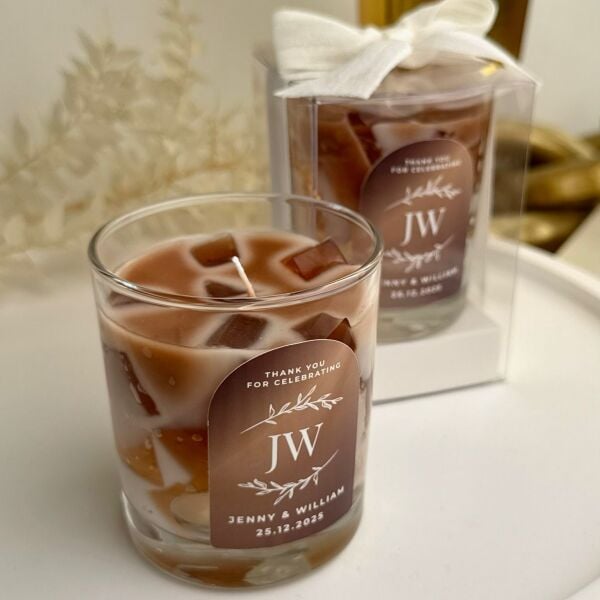 Iced Coffee Candle Büyük Bardak Buzlu Kahve Mum Hediyelik - Düğün, Nikah, Nişan, Söz, Bebek Mum Hediyelik Antrasit Organizasyon