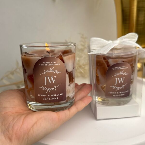 Iced Coffee Candle Büyük Bardak Buzlu Kahve Mum Hediyelik - Düğün, Nikah, Nişan, Söz, Bebek Mum Hediyelik Antrasit Organizasyon