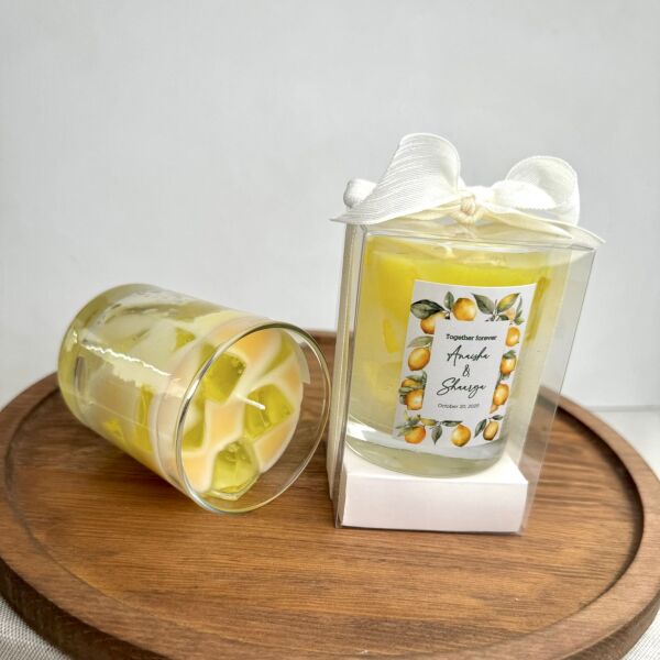 Iced Lemon Candle Büyük Bardak Buzlu Limon Mum Hediyelik - Düğün, Nikah, Nişan, Söz, Bebek Mum Hediyelik Antrasit Organizasyon