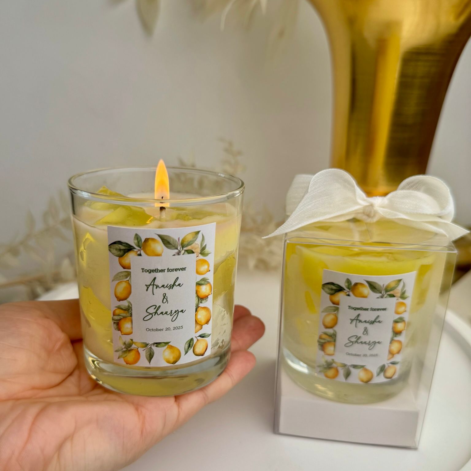Iced Lemon Candle Büyük Bardak Buzlu Limon Mum Hediyelik - Düğün, Nikah, Nişan, Söz, Bebek Mum Hediyelik Antrasit Organizasyon