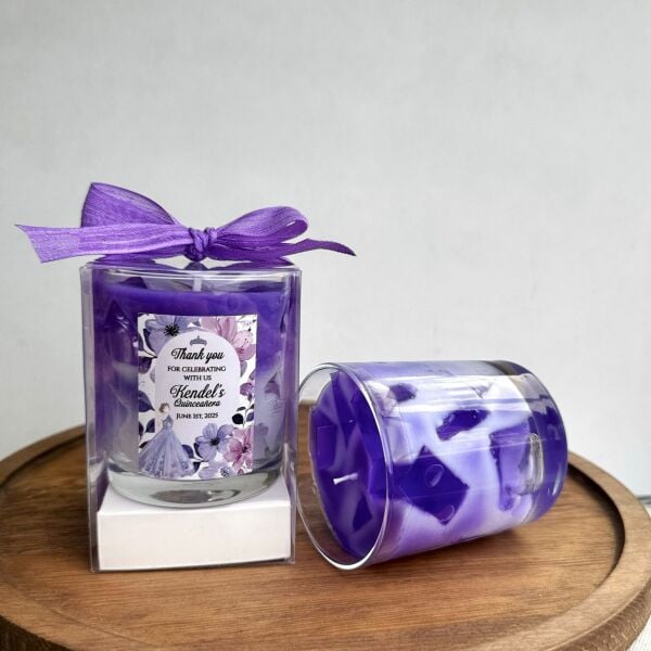 Iced Lavender Candle Büyük Bardak Buzlu Lavanta Mum Hediyelik - Düğün, Nikah, Nişan, Söz, Bebek Mum Hediyelik Antrasit Organizasyon