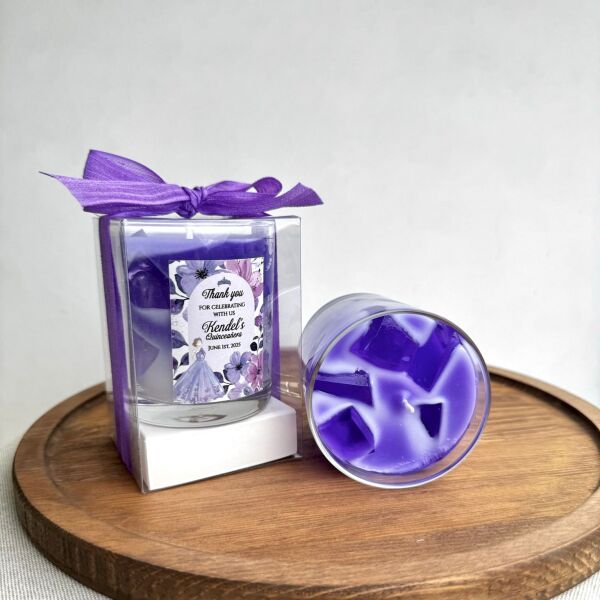 Iced Lavender Candle Büyük Bardak Buzlu Lavanta Mum Hediyelik - Düğün, Nikah, Nişan, Söz, Bebek Mum Hediyelik Antrasit Organizasyon