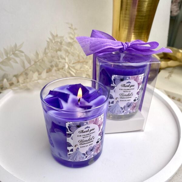 Iced Lavender Candle Büyük Bardak Buzlu Lavanta Mum Hediyelik - Düğün, Nikah, Nişan, Söz, Bebek Mum Hediyelik Antrasit Organizasyon