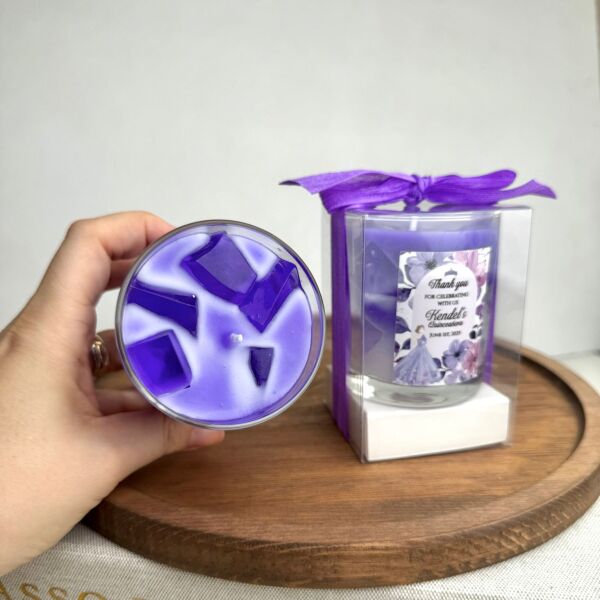 Iced Lavender Candle Büyük Bardak Buzlu Lavanta Mum Hediyelik - Düğün, Nikah, Nişan, Söz, Bebek Mum Hediyelik Antrasit Organizasyon