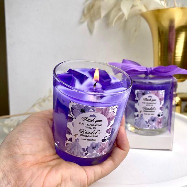 Iced Lavender Candle Büyük Bardak Buzlu Lavanta Mum Hediyelik - Düğün, Nikah, Nişan, Söz, Bebek Mum Hediyelik Antrasit Organizasyon