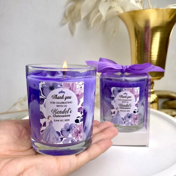 Iced Lavender Candle Büyük Bardak Buzlu Lavanta Mum Hediyelik - Düğün, Nikah, Nişan, Söz, Bebek Mum Hediyelik Antrasit Organizasyon