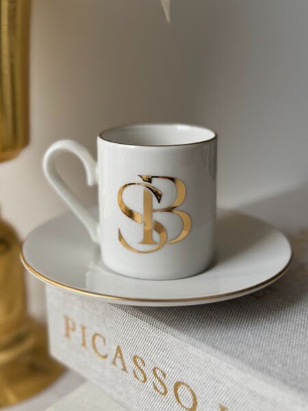 Tek Fincan İsme Özel Yazılı - 1 ADET FİNCAN + 1 ADET FİNCAN TABAĞI - gold veya gümüş yazılabilir - Su bardağı seçimlerden ekstra eklenebilir